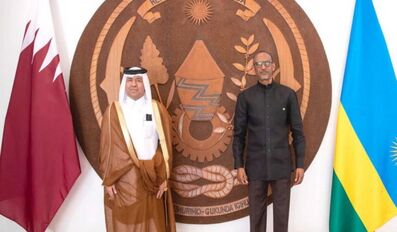 President of Rwanda HE Paul Kagame and Qatari Ambassador HE Misfer Faisal Mubarak Al Ajab Al Shahwani